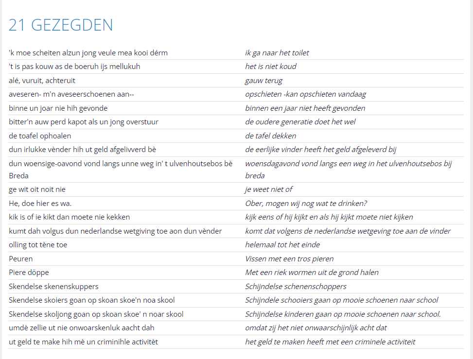 Gezegdes in Schijndels dialect